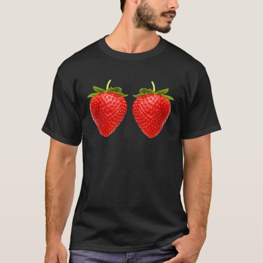 Cool Red Strawberry Illustration Novelty Graphic D T-shirt (Voorkant)