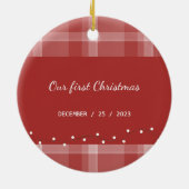 Cool Red Tartan Monogram Keramisch Ornament (Achterkant)