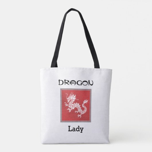 Cool Red White en Black Dragon Canvas tas (Achterkant)