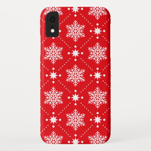 Cool Red White Snowflakes kerspatroon Case-Mate iPhone Case (Achterkant)