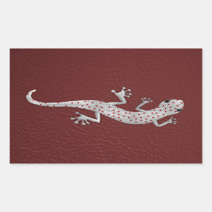 Cool red white stippen lizard metal effects rechthoekige sticker