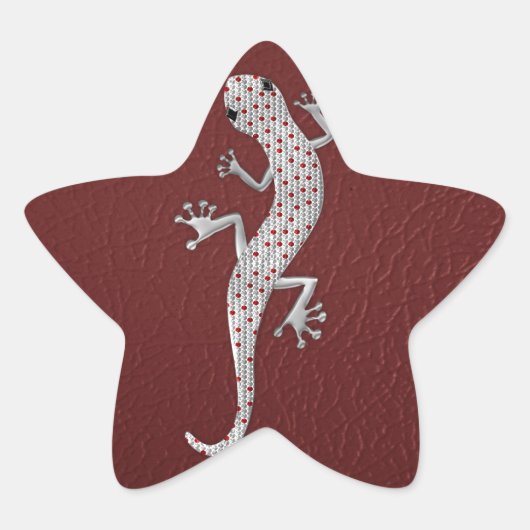 Cool red white stippen lizard metal effects ster sticker (Voorkant)
