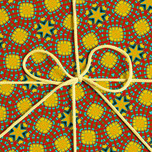Cool Red Yellow Blauwgroen Retro Geometrische etni Cadeaupapier