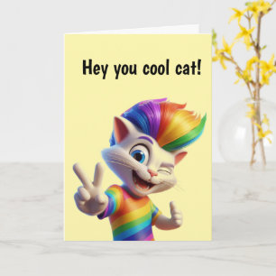 Cool Regenboog Kat Verjaardag Kaart