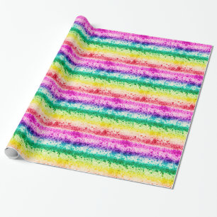 Cool Regenboog Kunst Verf Spat Geborenfeestje Cadeaupapier