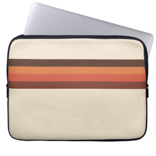 Cool Retro 70s Stripes Brown Oranje Tangerine Laptop Sleeve