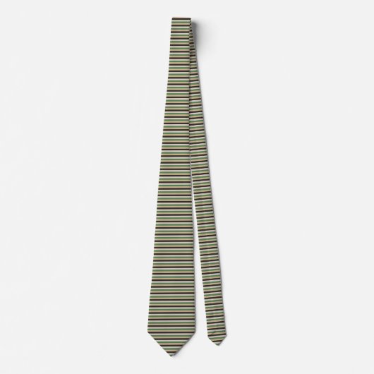 Cool Retro 70s Stripes Zwart Groen Tan Stropdas (Voorkant)