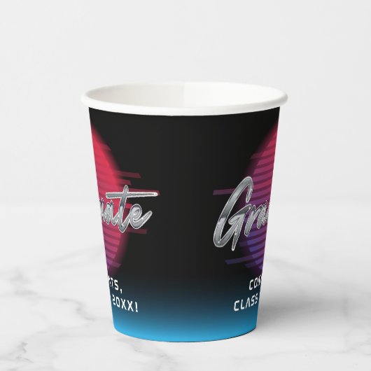 Cool Retro 80's Synthwave New Wave Afstudeerder Pa Papieren Bekers (Links)