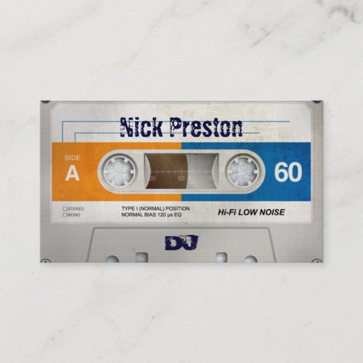 Cool Retro Audio Cassette | DJ Professional Visitekaartje (Voorkant)