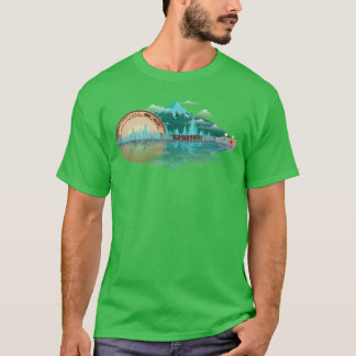 Cool Retro Banjo Mountains Sun Funny Bluegrass Fan T-shirt