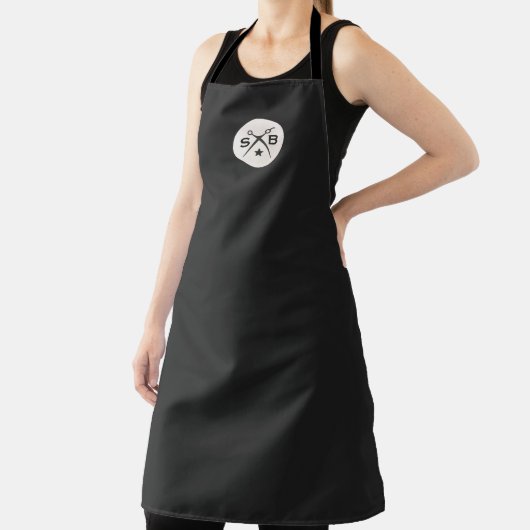 Cool Retro Barber Monogram Scissors Black Schort (Insitu)