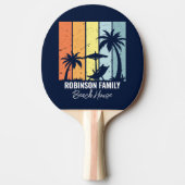 Cool Retro Beach House Custom Navy Blauw Tafeltennisbatje (Voorkant)