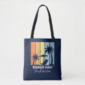 Cool Retro Beach Vakantie Custom Navy Blauw Draagtas (Voorkant)
