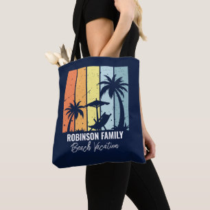 Cool Retro Beach Vakantie Custom Navy Blauw Draagtas