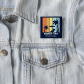 Cool Retro Beach Vakantie Custom Navy Blauw Vierkante Button 5,1 Cm (In situ)