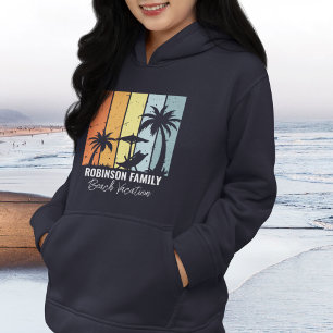 Cool Retro Beach Vakantie Familie reis Navy Blue Hoodie