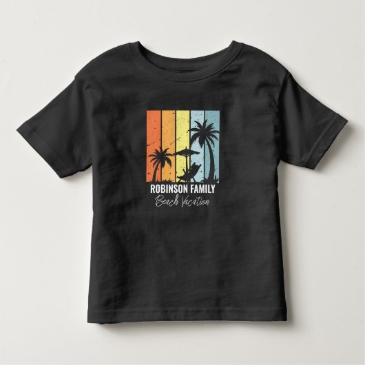 Cool Retro Beach Vakantie Gepersonaliseerd Kinder Shirts (Voorkant)