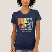 Cool Retro Beach Vakantie Navy Blue Dames T-shirt (Voorkant)