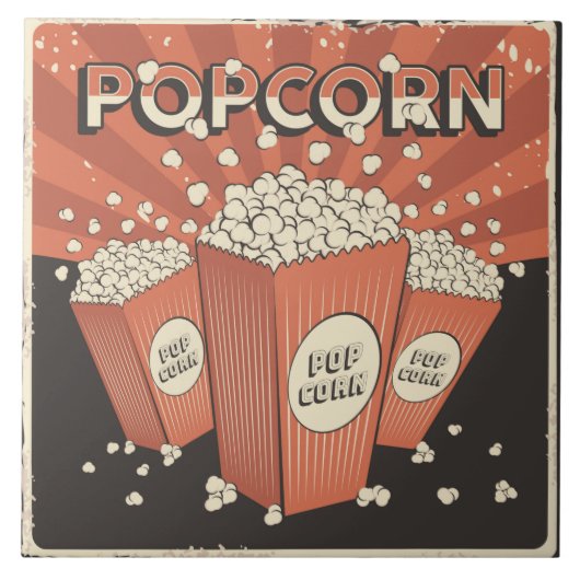 Cool retro bioscoop popcorn tegeltje (Voorkant)