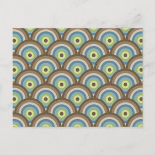 Cool Retro Blue Green Circle Patroon - Aangepaste  Briefkaart