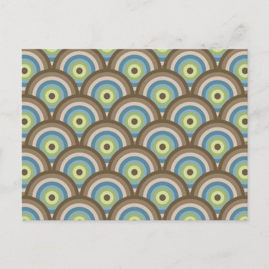 Cool Retro Blue Green Circle Patroon - Aangepaste Briefkaart (Voorkant)