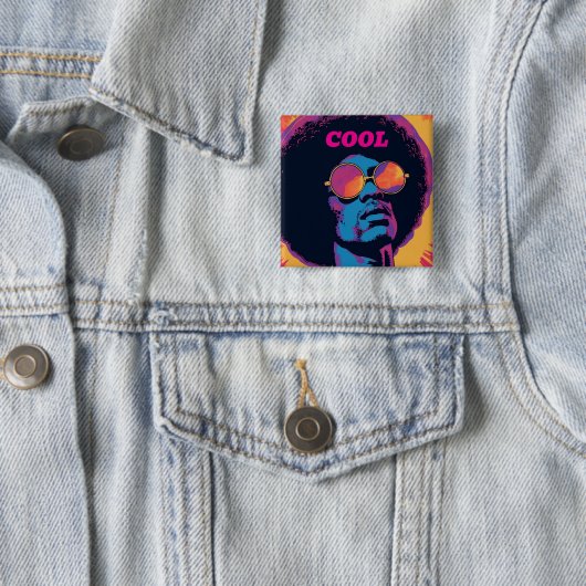 Cool/Retro-Button Vierkante Button 5,1 Cm (In situ)