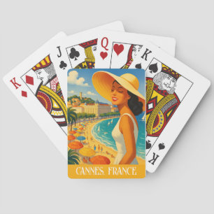 Cool Retro Cannes Franse Rivièra Pokerkaarten