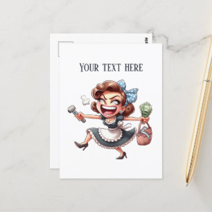 Cool retro dame tekst toevoegen briefkaart