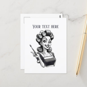 Cool retro dame tekst toevoegen briefkaart