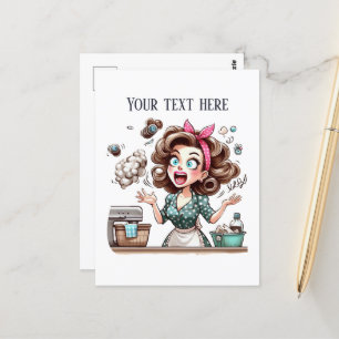Cool retro dame tekst toevoegen briefkaart
