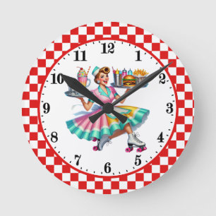 Cool Retro diner jaren 50 serveerster Ronde Klok