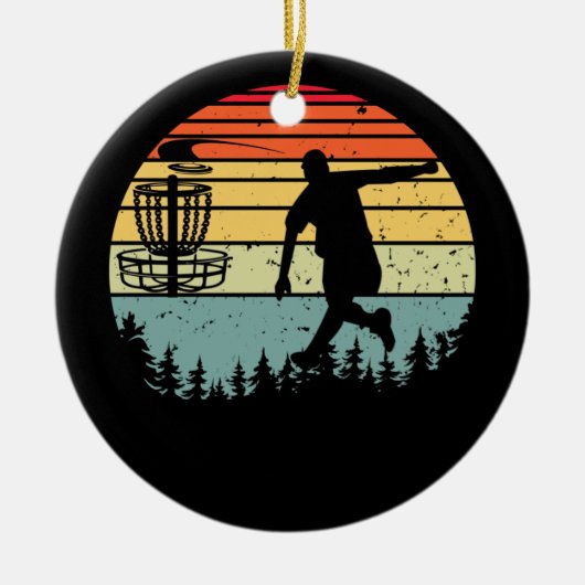 Cool Retro Disk Golf Sport  Keramisch Ornament (Voorkant)