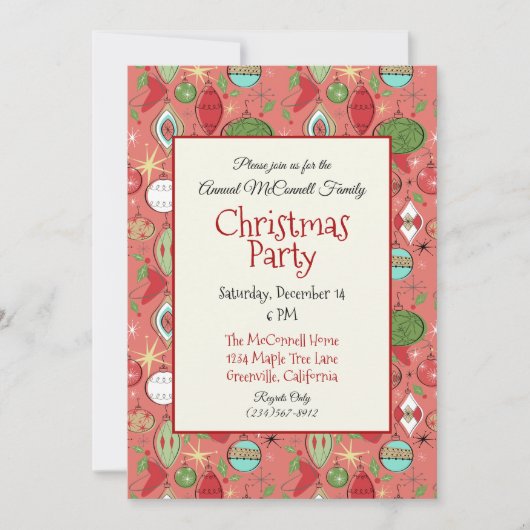 Cool Retro Fête de Noël Invitations (Devant)
