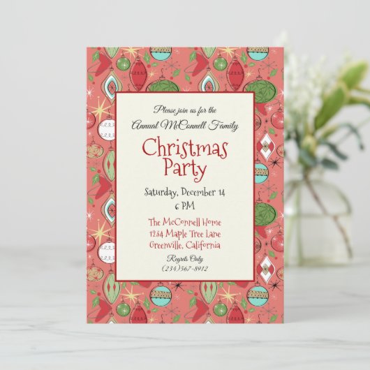 Cool Retro Fête de Noël Invitations (Debout devant)