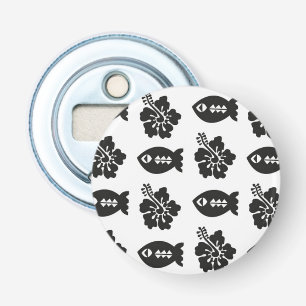 Cool Retro Fish and Flower Tiki Pattern Button Flesopener