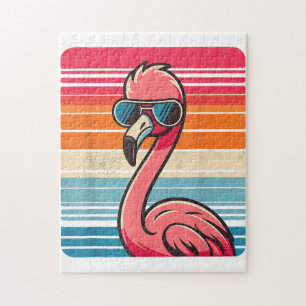 Cool Retro Flamingo in Zonnebril 70s 80s 90s Funn Legpuzzel