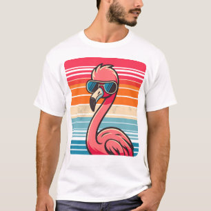 Cool Retro Flamingo in zonnebril 70s 80s 90s Funn T-shirt