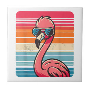 Cool Retro Flamingo in Zonnebril 70s 80s 90s Funn Tegeltje