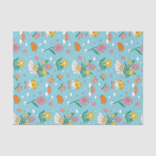 Cool Retro Flower Garden Pattern Valentijnsdag Tissuepapier