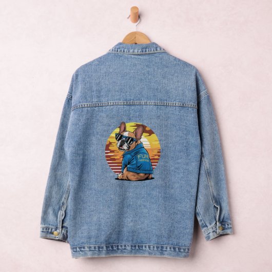 Cool rétro Français Bulldog Denim Jacket (Hangar)