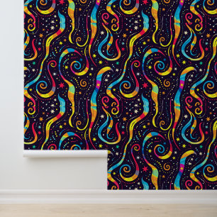 cool retro galaxy tegelpatroon kinder behang