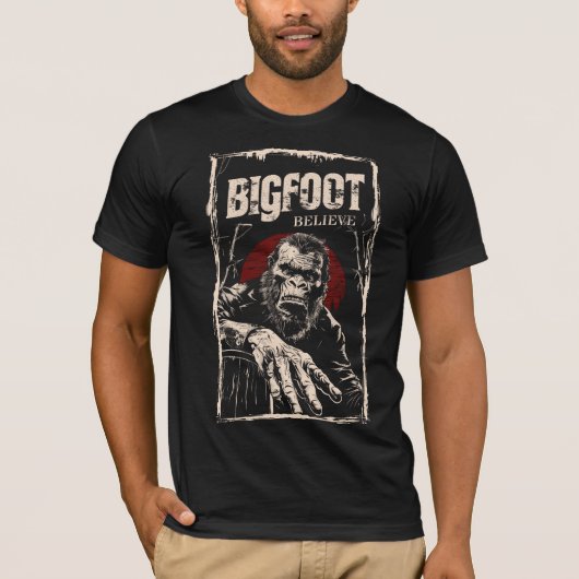 Cool Retro Geloof in Bigfoot  Monster T-shirt (Voorkant)