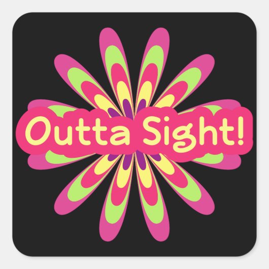 Cool retro hippie bloemwoord kunst sticker (Voorkant)