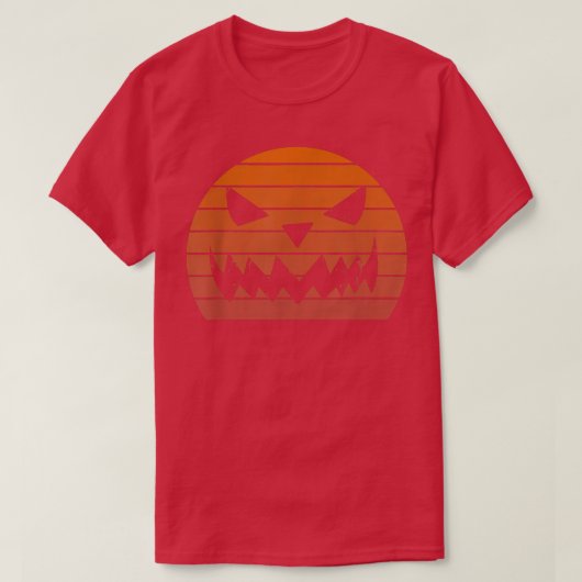Cool Retro jack o lantern scary pumpkin face Hallo T-shirt (Design voorkant)