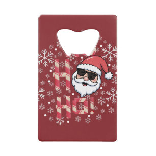 Cool Retro Kerstman Kerstmis Rode Bandana Sjaal Kredietkaart Flessenopener