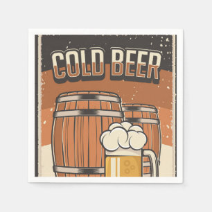 Cool retro koud bierfeest servet