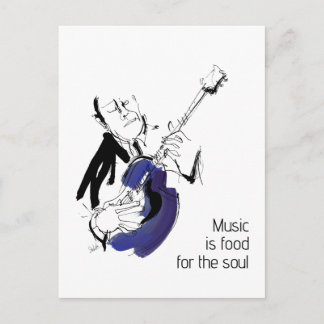 Cool Retro Man Playing Guitar - Jazz Music Art Briefkaart