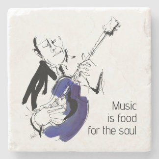 Cool Retro Man Playing Guitar - Jazz Music Art Stenen Onderzetter