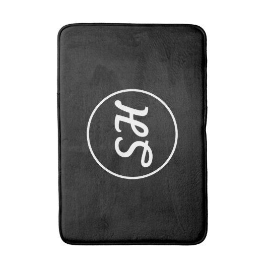Cool Retro-modern stijlmonogram | Zwart-wit Badmat (Voorkant Verticaal)