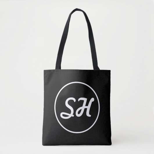 Cool Retro-modern stijlmonogram | Zwart-wit Draagtas (Voorkant)